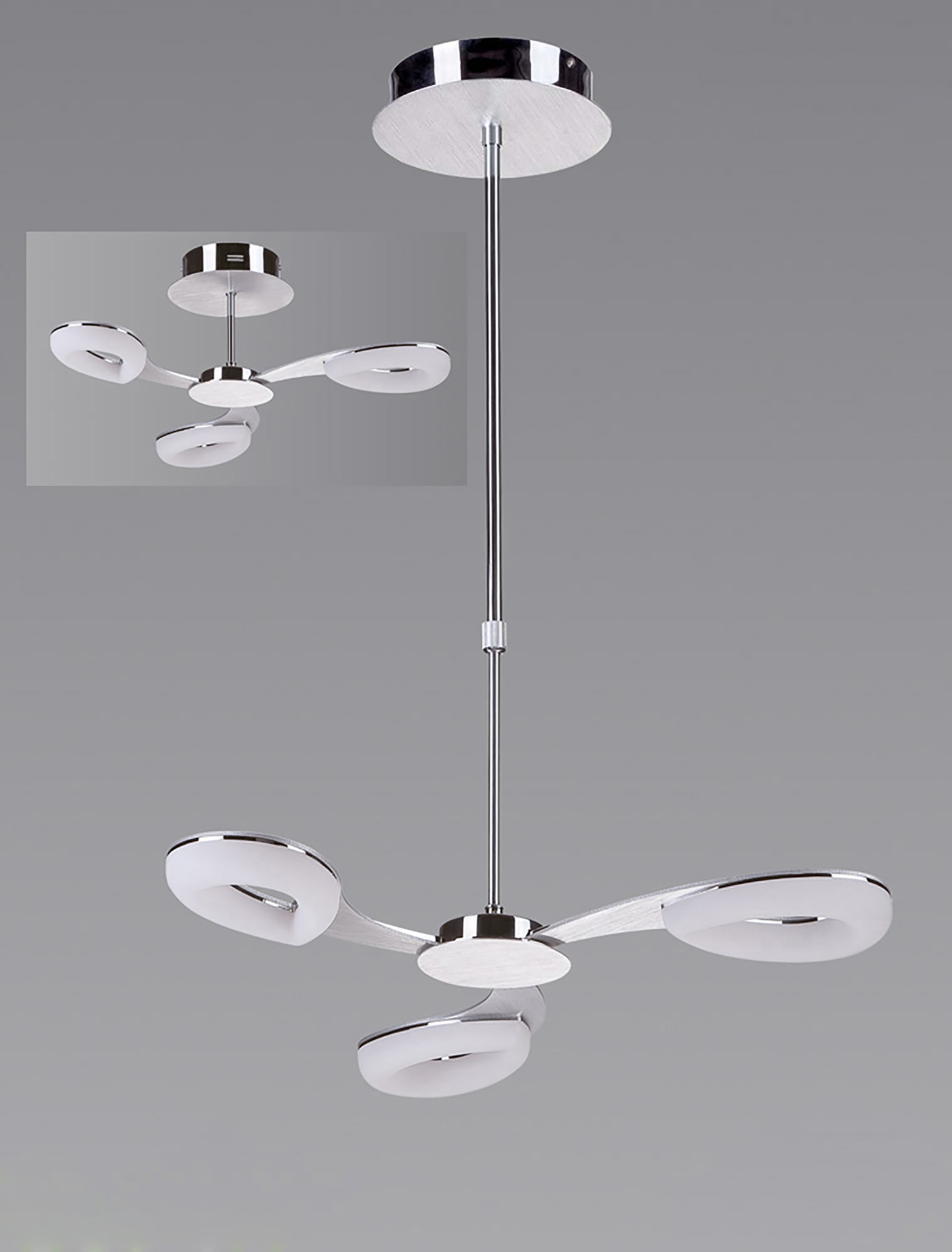 Juno Satin Aluminium Ceiling Lights Mantra Fusion Multi Arm Fittings